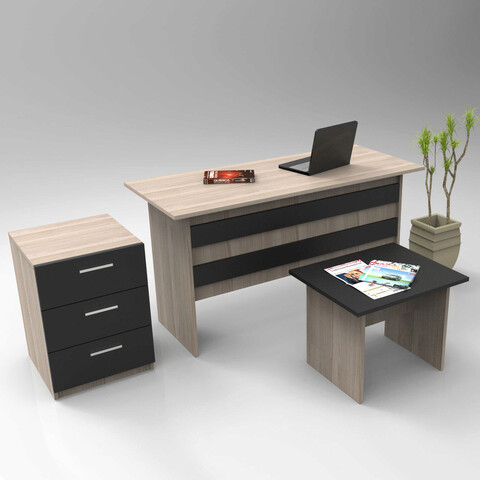Set de mobilier de birou, Locelso, VO9, Stejar / Negru