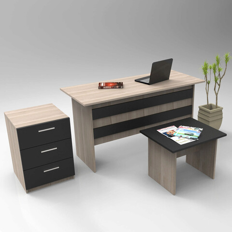 Set mobilier de birou, locelso, vo9, stejar / negru