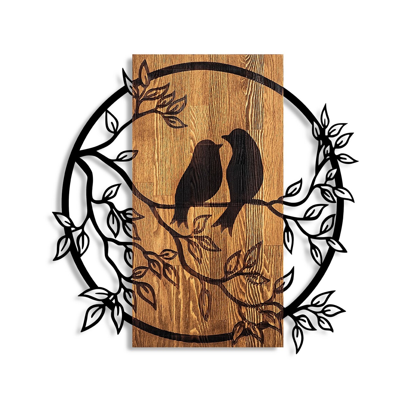 Decoratiune de perete, Couple Birds, Dimensiune: 57 x 59 cm, Nuc / Negru - view 5