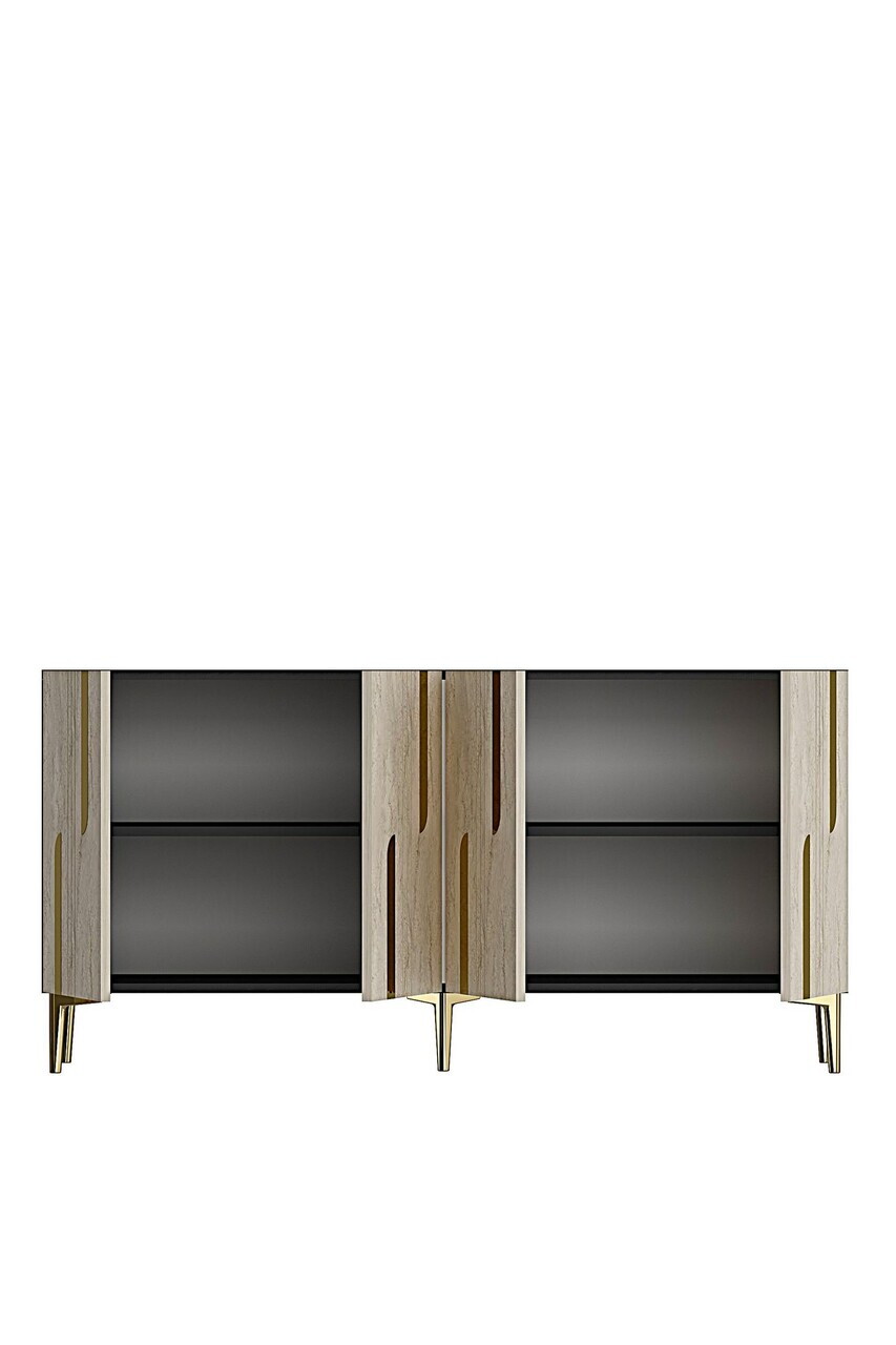 Consola, Hanah Home, Nota 150, 150x75x32 cm, Antracit / Travertin / Auriu — imaginea 6