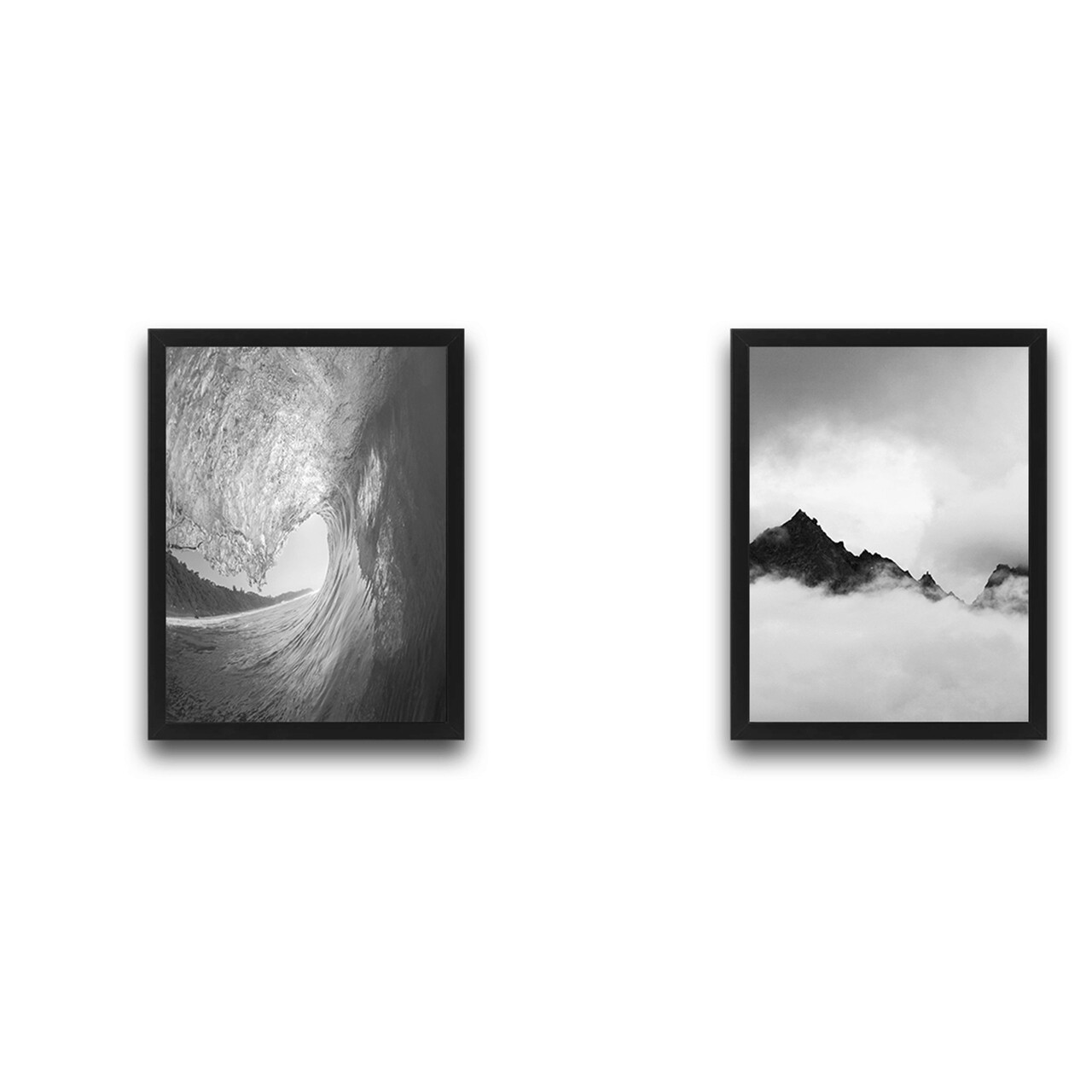Set 2 tablouri decorative, Bw Wave Mountain Set, PAL, Hartie, Multicolor - 1 | YEO