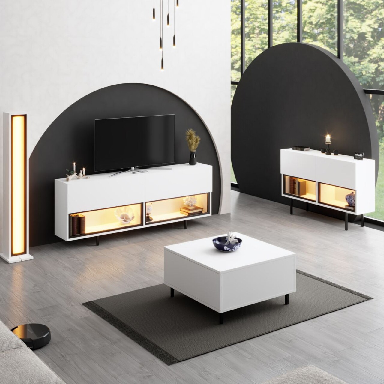 Comoda TV, Hanah Home, Ekol Down, 180x67x32 cm, Alb - view 5