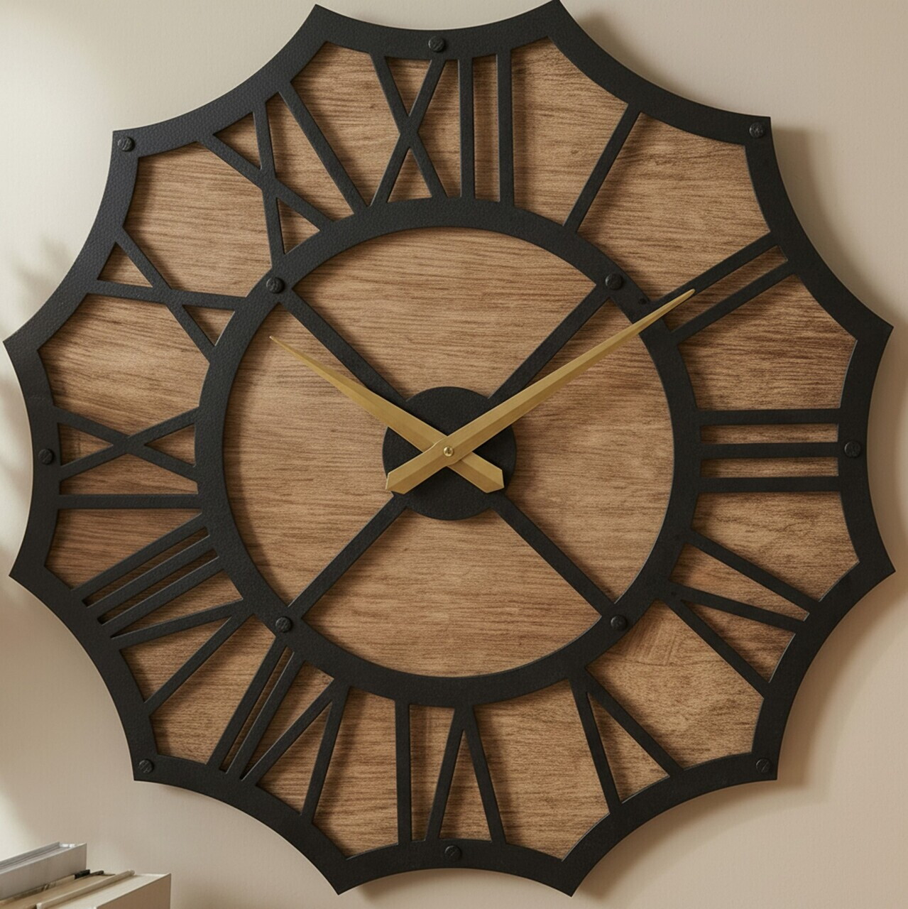 Ceas de perete, MET-MDF-UYART-2089, Dimensiune: 50 x 50 cm, Negru — imaginea 2