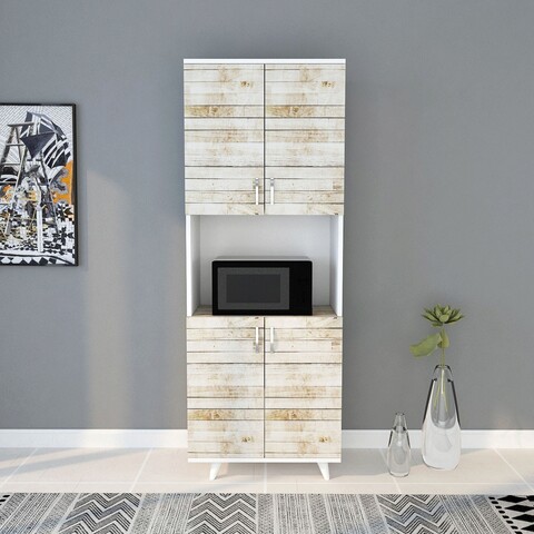 Dulap multifunctional, lacivert, tasarım, 70x176x40 cm, stejar / alb