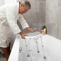 Taburet de baie rotativ si reglabil Roshawer, InnovaGoods, 42 x 42 x 36-53 cm, alb/gri