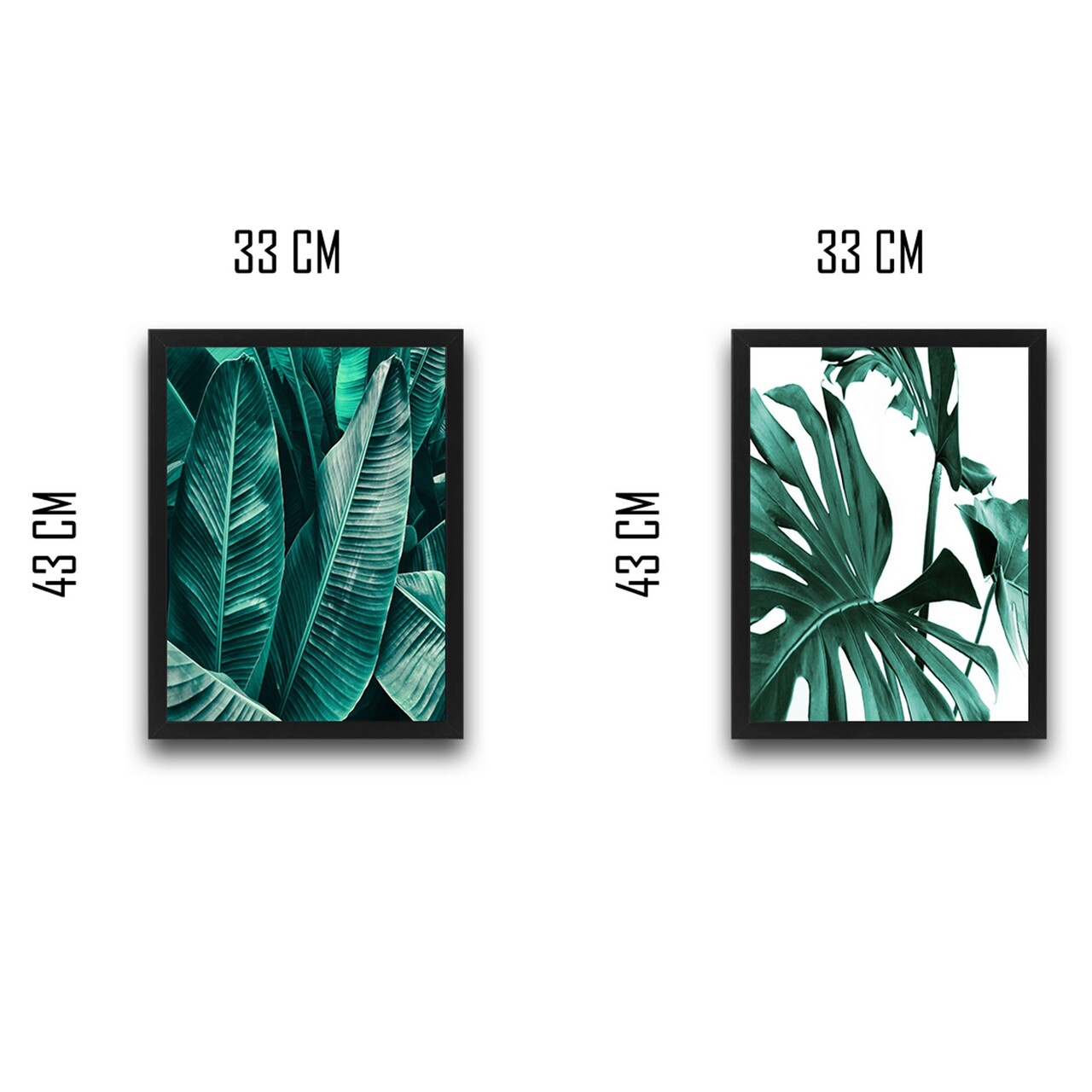 Set 2 tablouri decorative, Green Leaf Set, PAL, Hartie, Multicolor