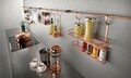 Polita dubla depozitare condimente City Copper, Metaltex, 13 x 38 x 35 cm, inox/invelis Polytherm, cupru