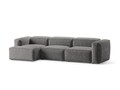 Coltar stanga 4 locuri, Bergamo, Cosmopolitan Design, 344x152x70 cm, catifea chenille raiata, gri deschis