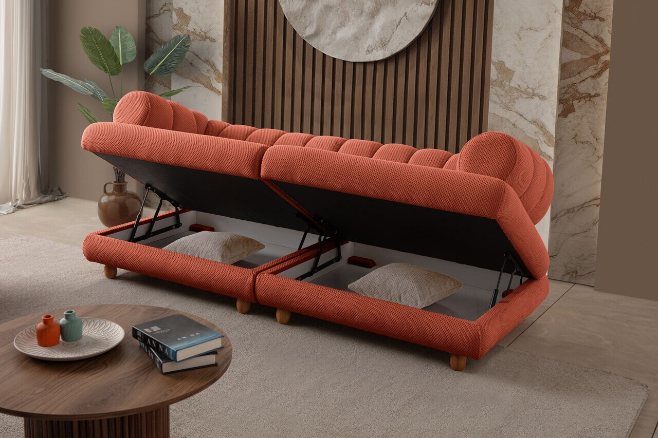 Canapea 3 locuri, Atelier del Sofa, 752EST1163, Lemn de carpen/PAL melaminat, Caramiziu - view 4