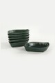 Set 6 boluri pentru gustari/sosuri Emerald Relief Leaf, Keramika, 132 ml, ceramica, negru