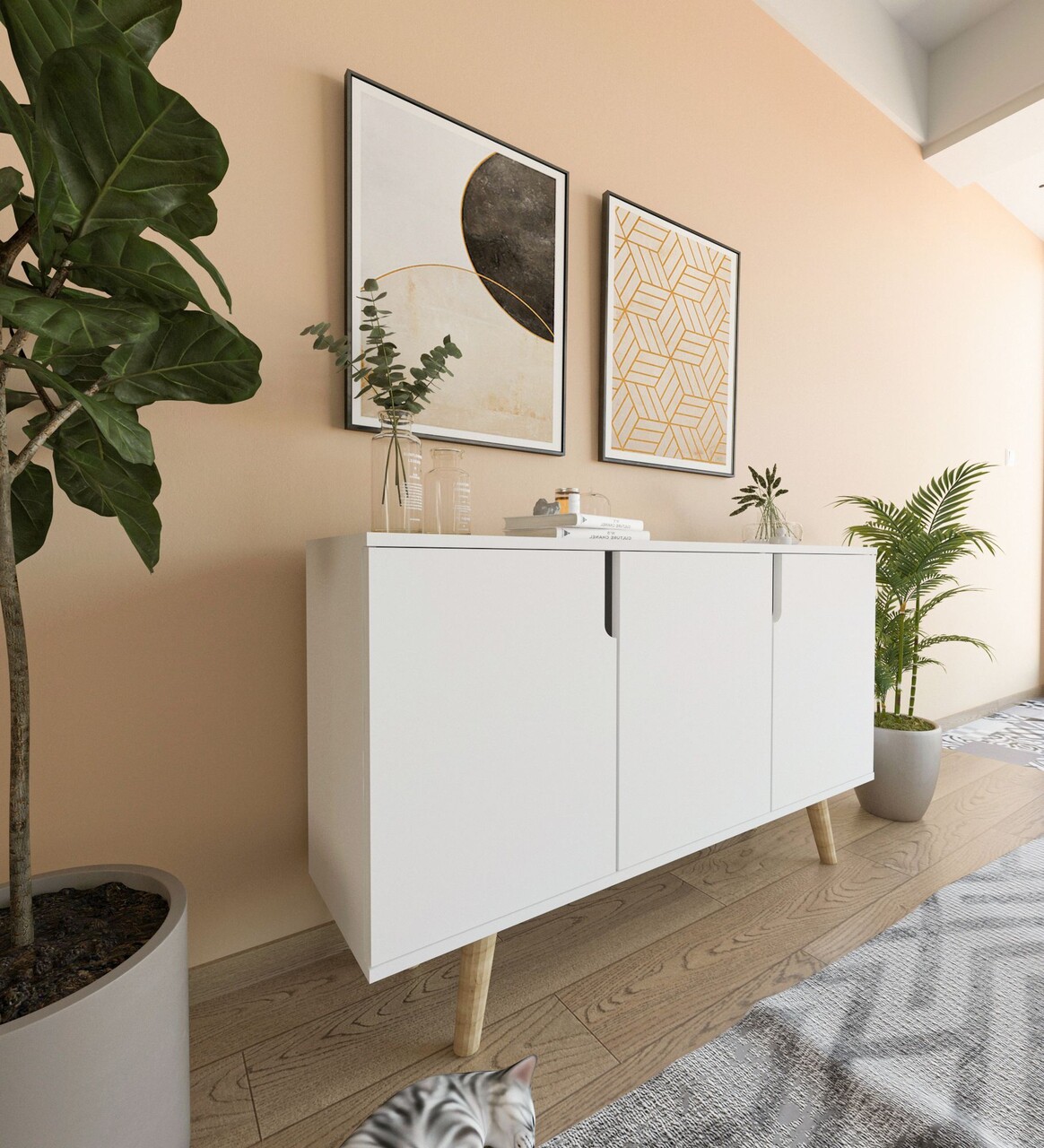 Consola, Hanah Home, Verona 120, 120x80x30 cm, PAL, Alb - imagine 2