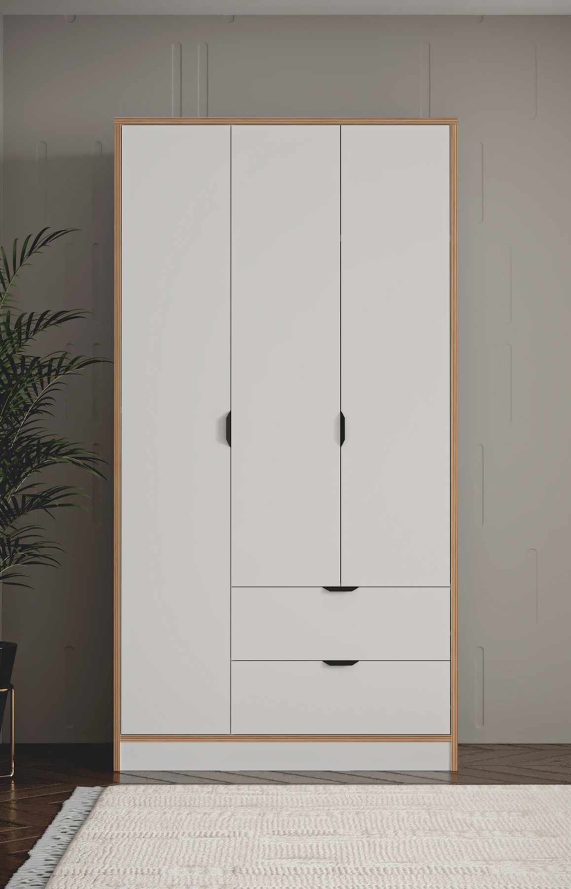 Dulap pentru haine, Hanah Home, Arden 3, 97x182x44 cm, Alb