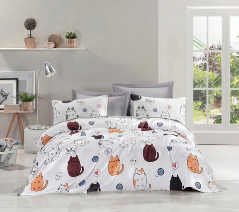 Set cuvertura pique dubla, Hello Cats, Eponj Home, Bumbac