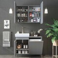 Set Dulap de Baie cu Chiuvetă și Oglindă (2 Piese), Hanah Home, Dubai Sepetli, PAL, Gri deschis