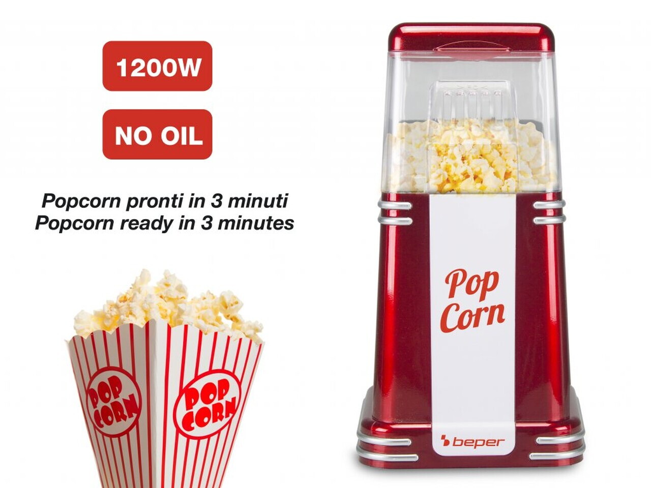 Aparat de facut popcorn 90.590Y, Beper, 1200 W,  28.5 x 22 x 17.6 cm - view 14