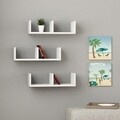 Set 3 rafturi pentru perete U-Model, Decortie, 50x20x14 cm, alb
