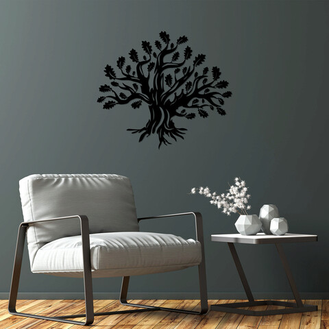 Decoratiune de perete, monumental tree 8, metal, dimensiune: 70 x 61 cm, negru