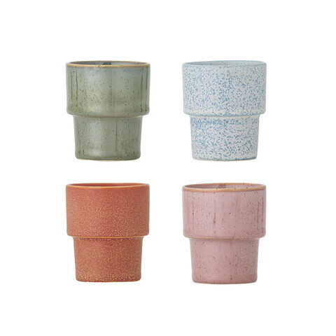 Set 4 cesti espresso, Bloomingville, Ewan, 6x6.5 cm, 75 ml, ceramica, multicolor