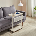 Masuta de cafea in forma de C, cu roti, Vasagle, 55x24x66 cm, max 50 kg, PAL/otel, crem/alb
