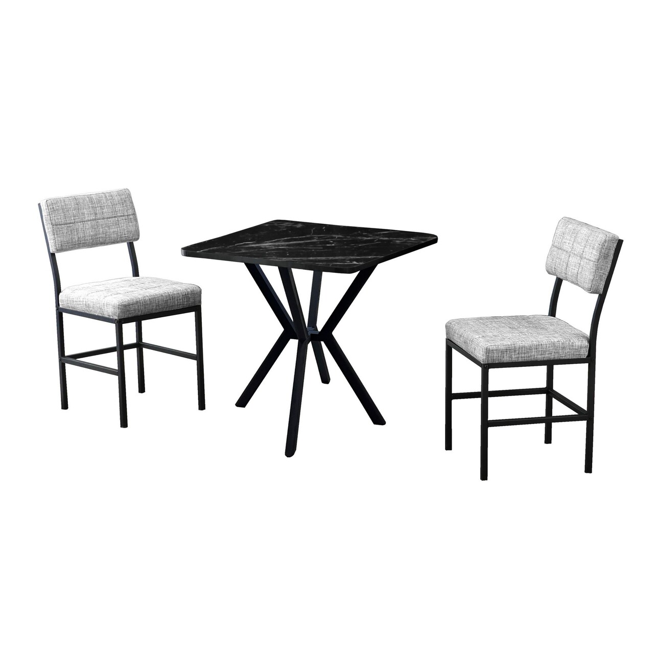 Set masa extensibila si scaune, 3 piese, Hanah Home, Dubai, Gri/Negru - view 2