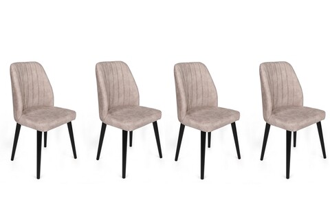 Set scaune 4 piese, Nmobb, Alfa-469 V4, Metal , Crem/Negru