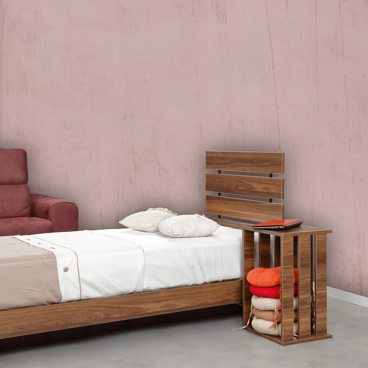 Pat de o persoană, Comforty, Fuga 120, 125x100x205 cm, PAL, Maro - 1 | YEO