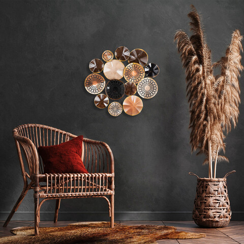 Decoratiune de perete, sanatsal, metal, dimensiune: 32 x 90 cm, multicolor