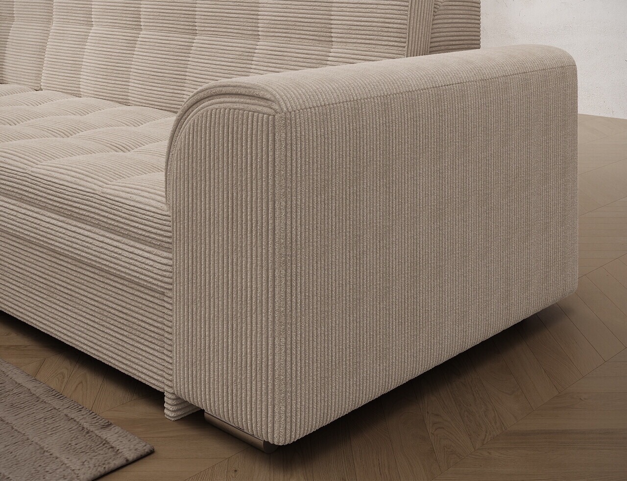 Coltar extensibil stanga 4 locuri ELTAP, Sorento, 296x194x78 cm, lemn/poliester, bej — imaginea 8
