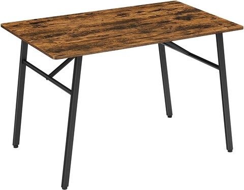 Masa dining 4 persoane industrial style, vasagle, 120 x 75 x 75 cm, otel/pal, maro