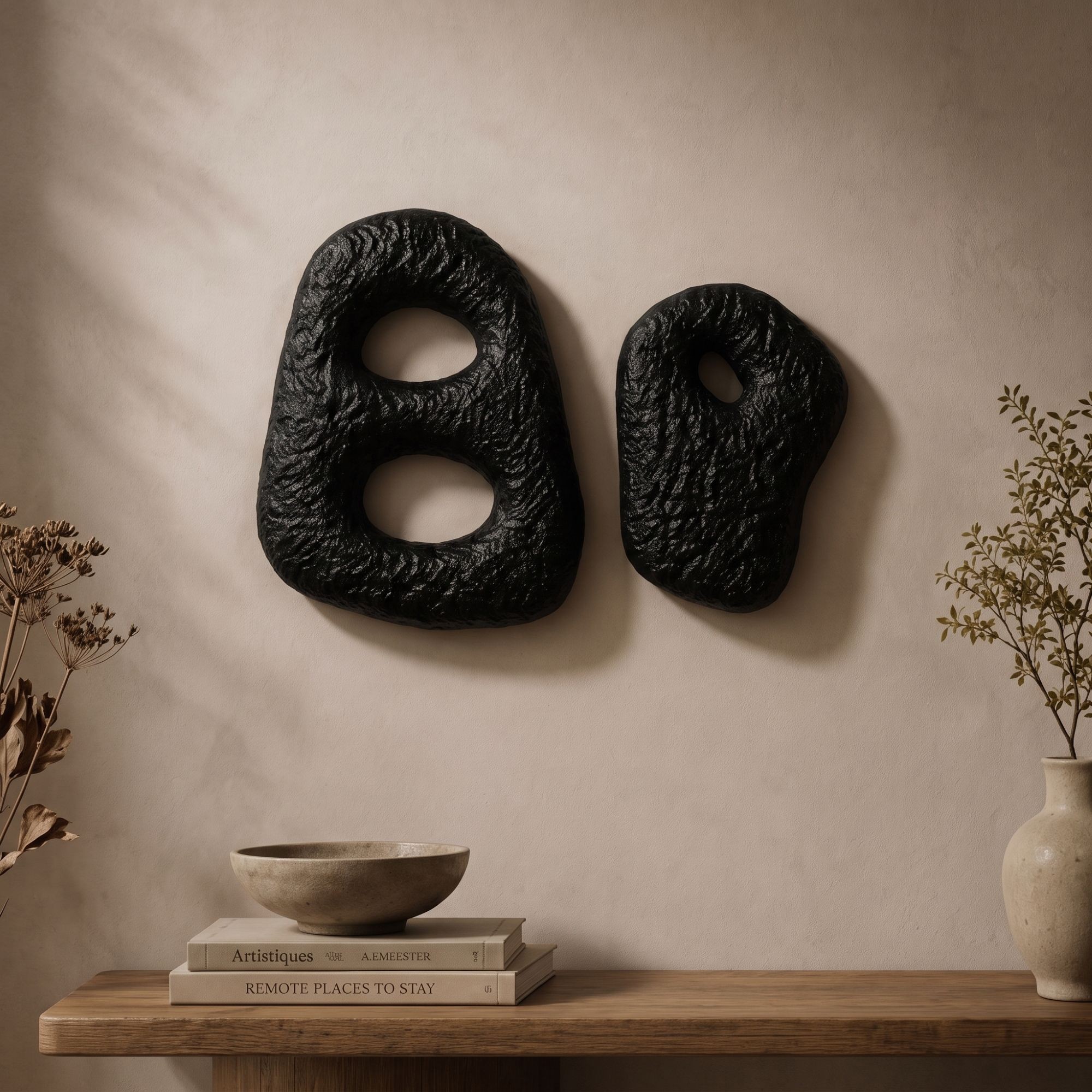 Set de accesorii decorative pentru perete, Myk3094, BETON CARBON, Dimensiunea obiectului 1: 28 x 39 cm, Negru