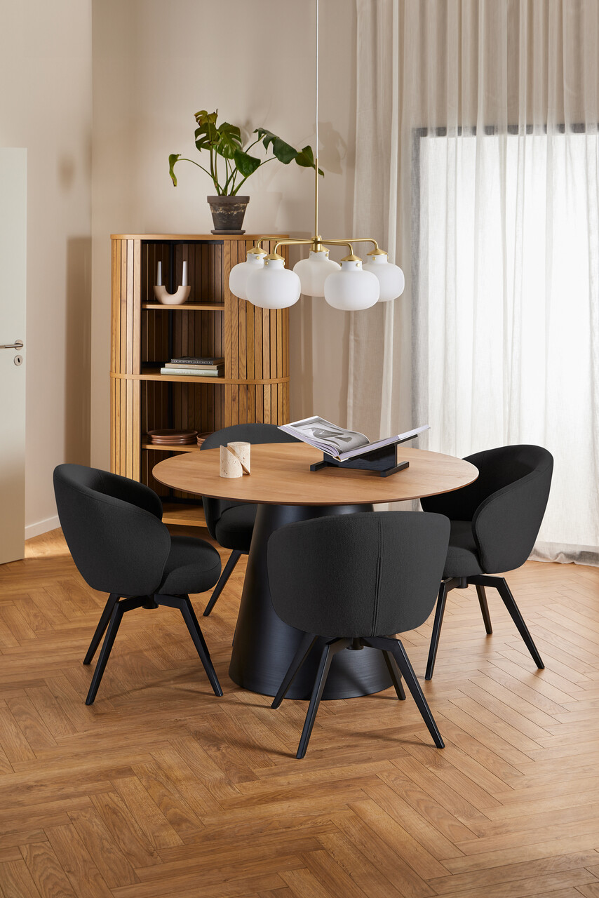 Scaun Darlene, Actona, 58.5x60x80 cm, rotativ, tesatura structurata/otel, antracit - view 4