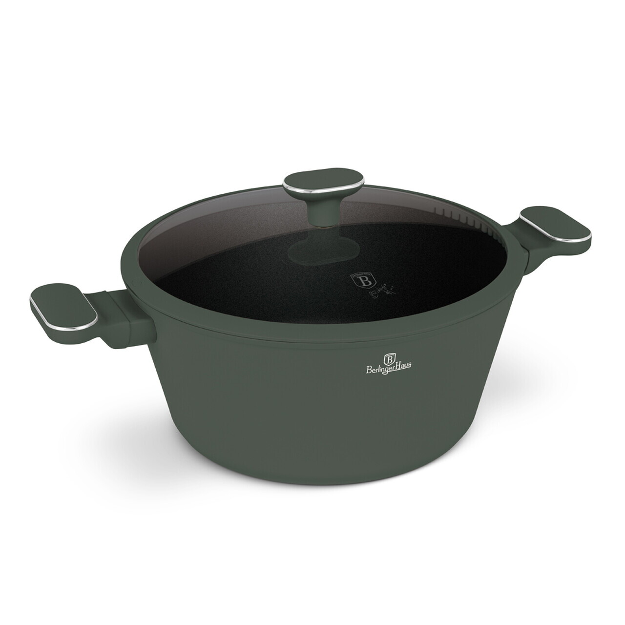 Oala cu capac Berlinger Haus, Matte Green, 28 cm, 6.1 L, aluminiu forjat, verde mat - imagine 2