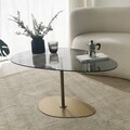 Masuta de cafea, Neostill, Porto, 90x40x60 cm, Sticla temperata, Gri inchis/Auriu