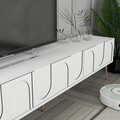 Comoda TV, Hommy Craft, Lyon 43, 180x43x35 cm, PAL, Alb/Auriu
