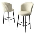 Set scaun de bar (2 bucăți), Charlotte, Fora, Metal, Crem/Negru