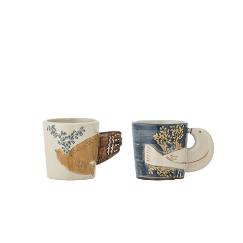 Set 2 cesti espresso, Bloomingville, Hezha, 5x5 cm, 55 ml, ceramica, albastru