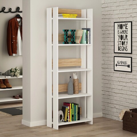 Corp biblioteca, decortie, massimo, 57x155x25 cm, stejar alb