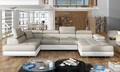 Coltar extensibil stanga 6 locuri ELTAP, Rod-17, Rodrigo, 345x202x90 cm, lemn/poliester, bej deschis/alb