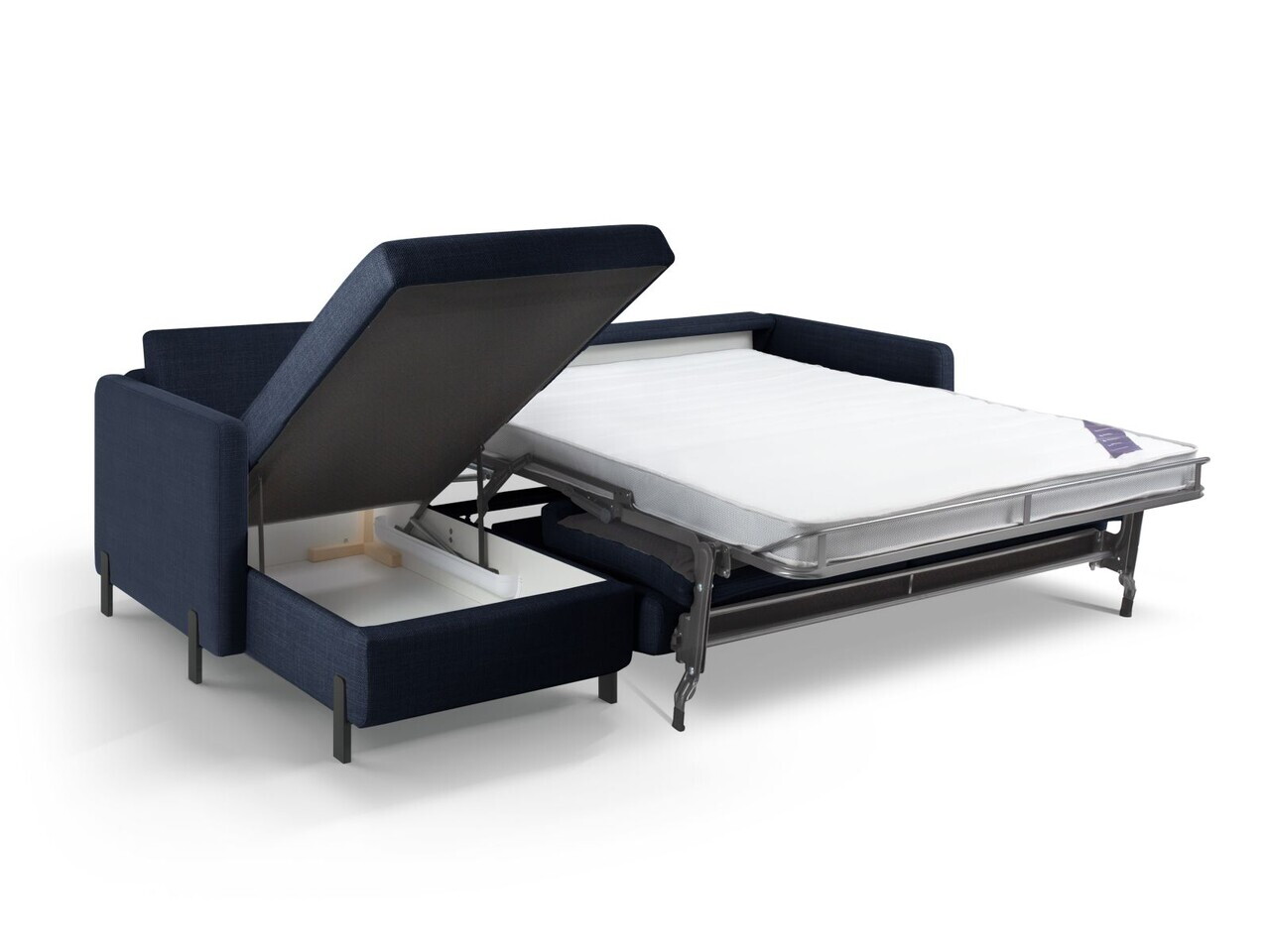 Coltar extensibil stanga 4 locuri, Gloria, Micadoni Home, 266x170x88 cm, tesatura structurata, albastru — imaginea 3