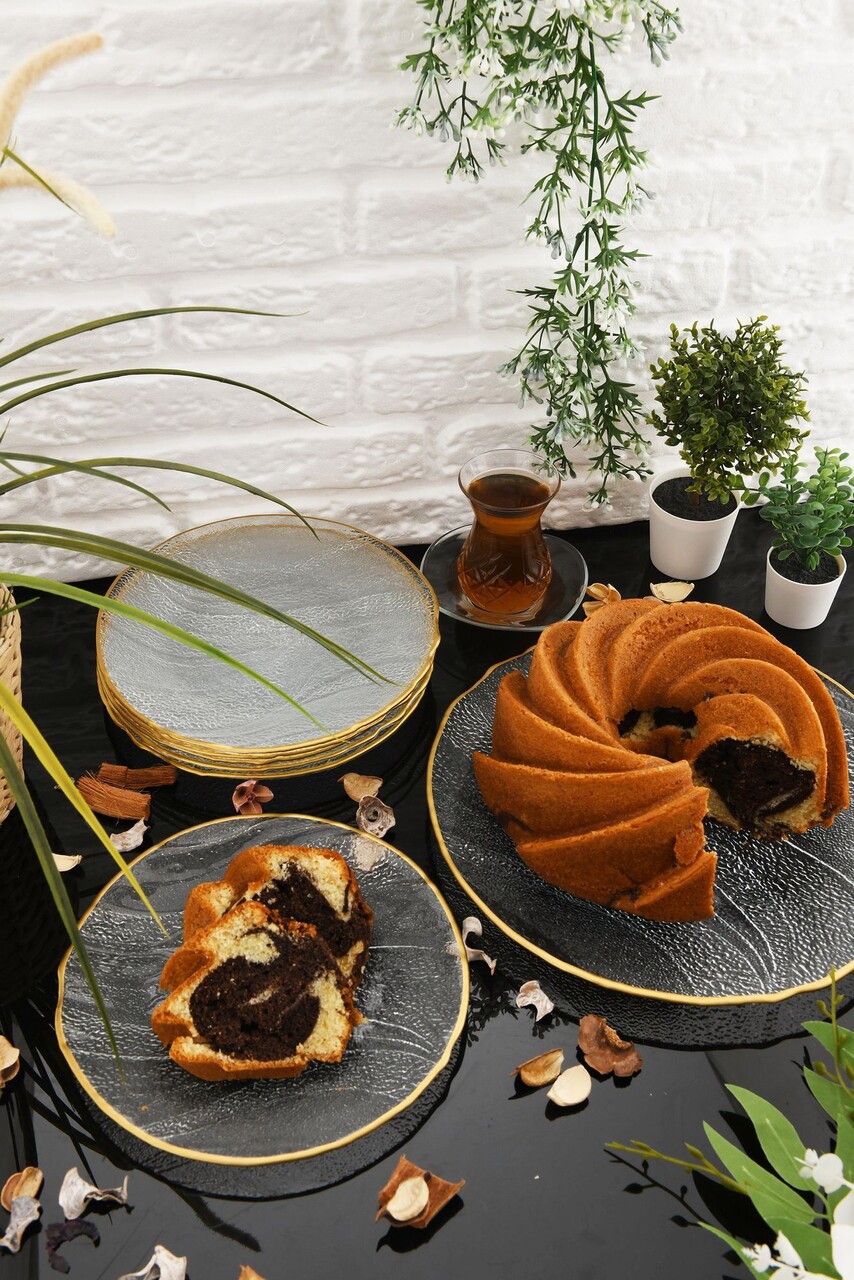Set platouri servire desert, Hermia, 330SBL1108, Farfurie: 21 cm (6 bucăți), Transparent - imagine 5