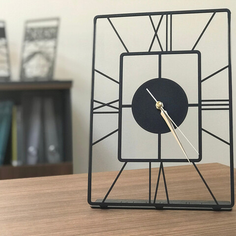 Ceas de masa, Asalet Pod, 20×30 cm, Metal, Negru