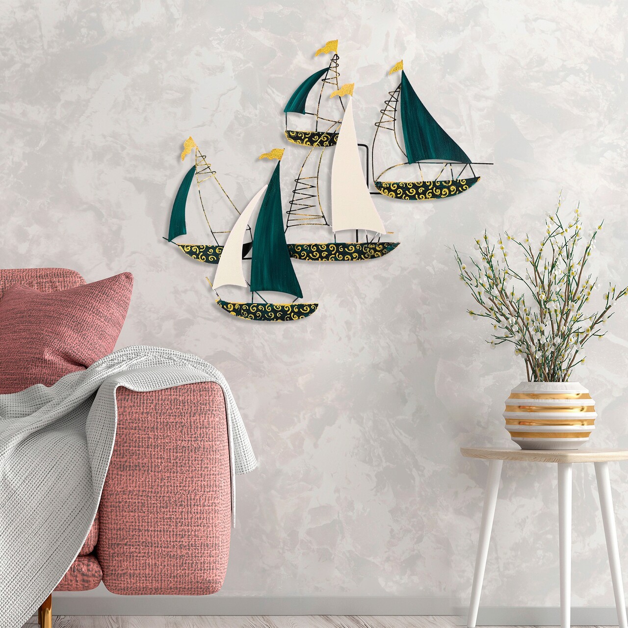 Decoratiune de perete, Kadırga 2, Metal, 91 x 77 cm, Multicolor - 1 | YEO