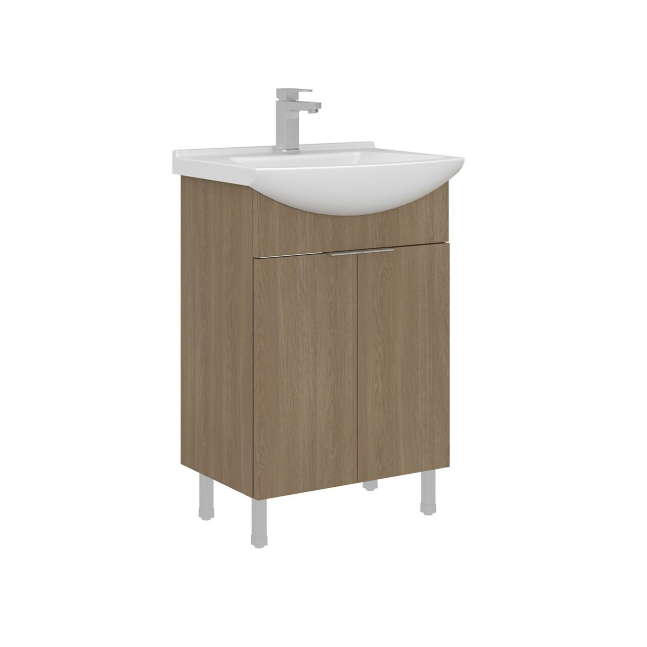 Dulap de baie cu chiuvetă, Hanah Home, Purus 55, Stejar Sonomo — imaginea 4