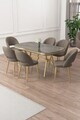 Set masa si scaune (7 piese), Hanah Home, Jita, Antracit / Auriu / Cappuccino