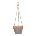Ghiveci suspendabil, Creaciones Meng, 20x16 cm, stuf, natural/gri