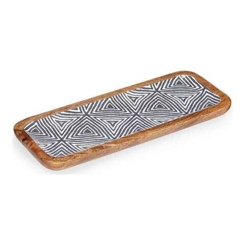 Platou decorativ / decoratiune pentru centrul mesei Ethnic, Gift Decor, 38 x 15 cm, lemn/poliuretan