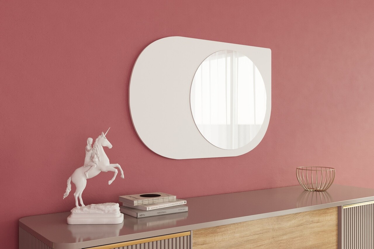 Oglinda decorativa, Siam, Pubble, 60x90x2.2 cm, Alb - 2 | YEO