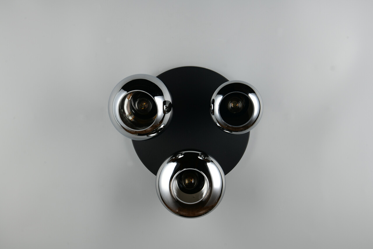 Plafoniera Lumina, TRIO, 35x24.5 cm, 10W, 3x E14, metal, negru mat/argintiu