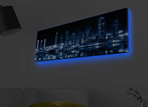 Tablou decorativ cu lumina LED, 3090MDACT-008, Canvas, 30 x 90 cm, Multicolor Ledda