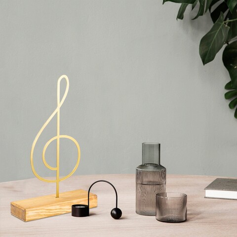 Decoratiune, Note, 20x40x4 cm, Metal, Auriu
